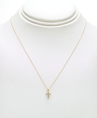 Diamond Baby Cross 18" Pendant Necklace (1/5 ct. t.w.) in 14k White, Yellow or Rose Gold