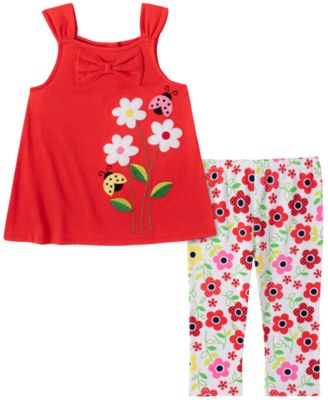 Kids Headquarters - Little Girls 2-Pc. Ladybug Top & Printed Leggings Set