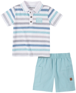 Calvin Klein Baby Boys 2-Pc Striped Polo & Shorts Set