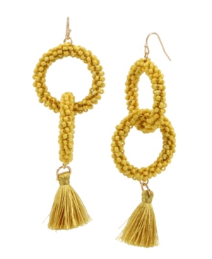 image of Jessica Simpson Woven Beaded Tassel Gold-Tone Drop Earrings