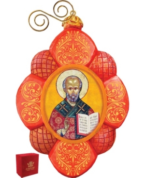 G.debrekht Hand Painted Saint Nick Scenic Ornament In Multi