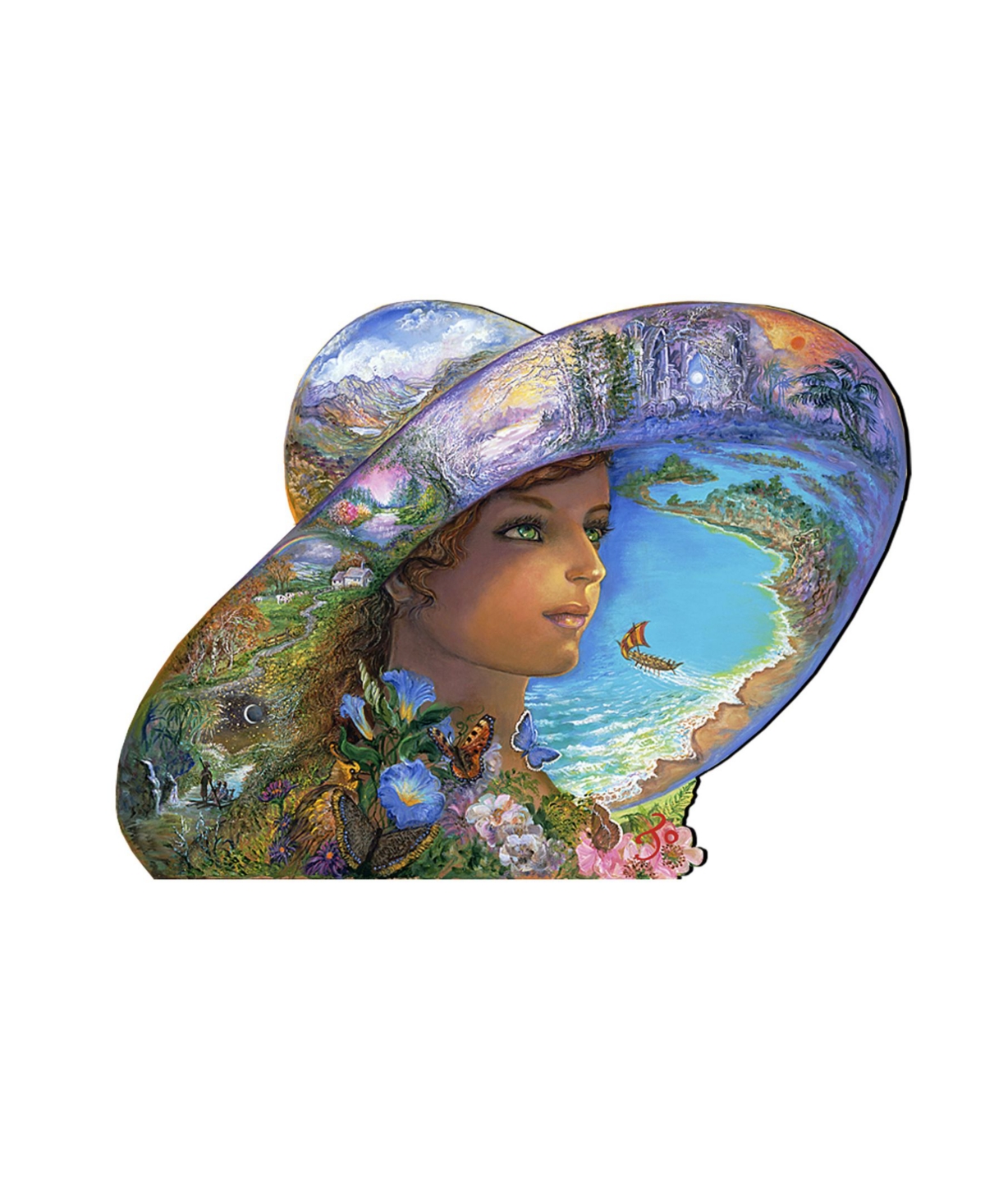 Hat of Timeless Places Wall and Over The Door Wooden Hanger by Josephine Wall - Multi