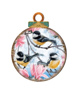 Designocracy Birds Ball Wooden Ornaments, Set Of 2 In Multi
