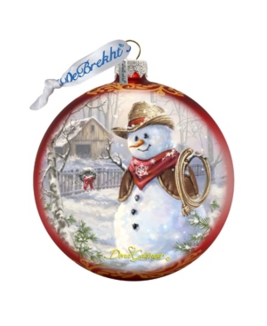 G.debrekht Kids'  Cowboy Snowman Glass Ornament 2 By Dona Gelsinger In Multi