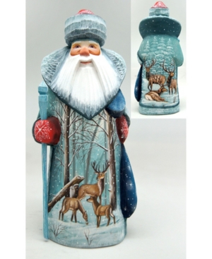 G.debrekht Woodcarved Hand Painted Reindeer Santa Figurine In Multi