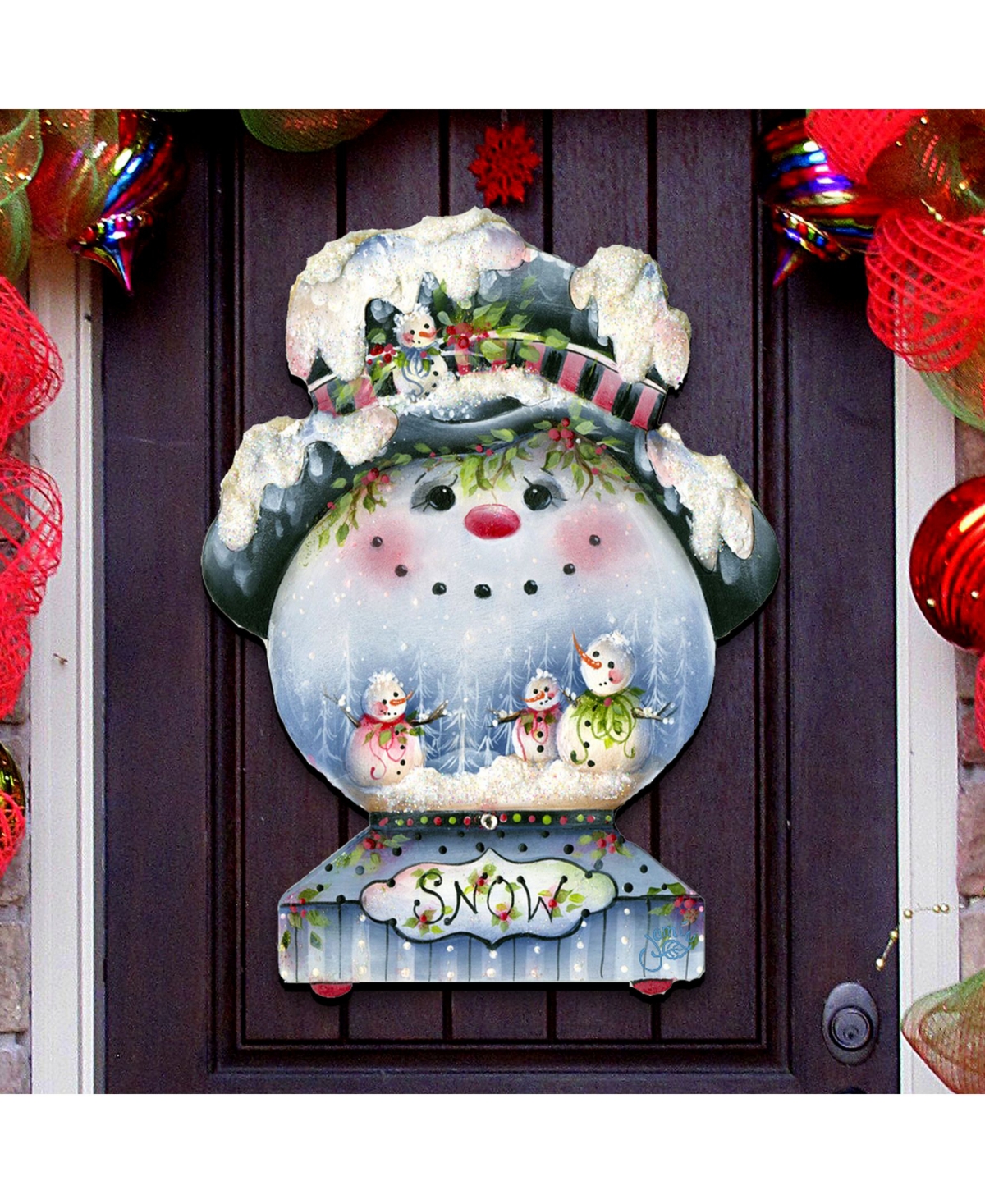 Jamie Mills Price Christmas Joe Cool Snow Globe Door Hanger - Multi