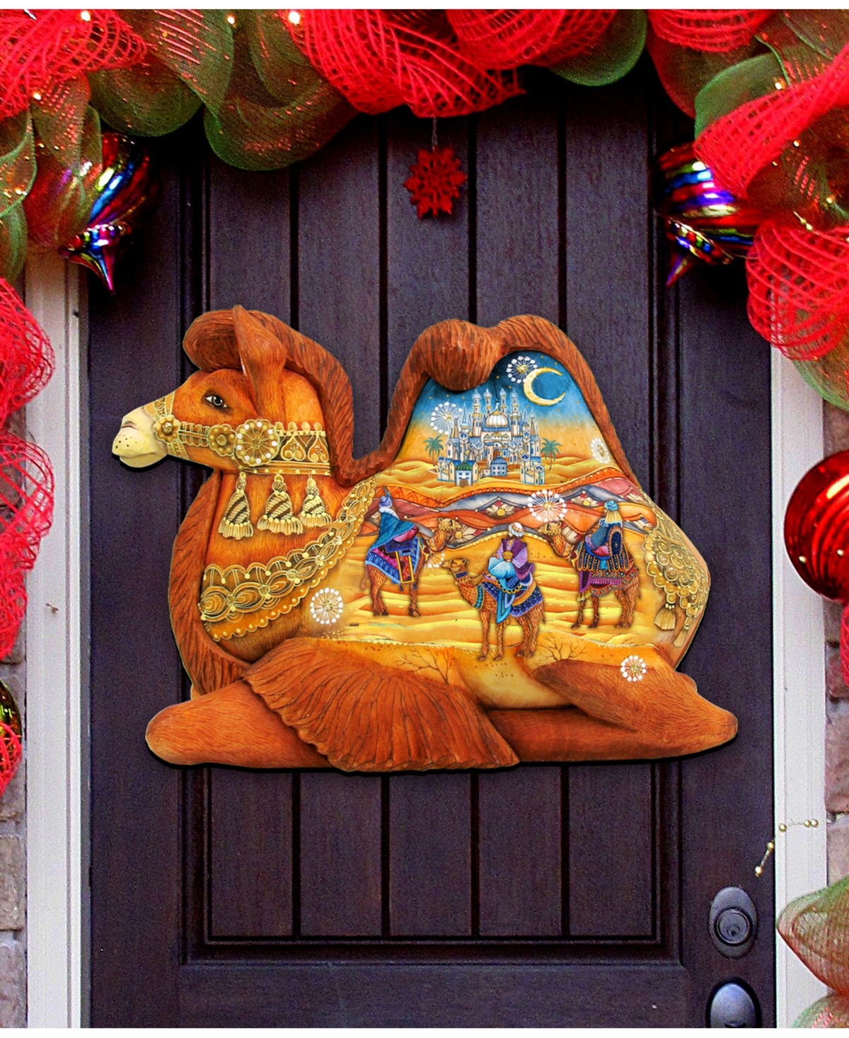 Camel Three Kings Nativity Christmas Door Hanger - Multi