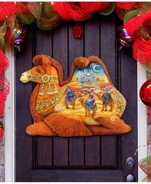 Designocracy Camel Three Kings Nativity Christmas Door Hanger In Multi
