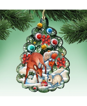 Designocracy Forest Christmas Tree Ornament Set of 2