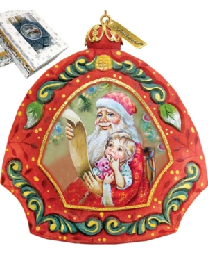G.debrekht Hand Painted Scenic Ornament Santa's List In Multi