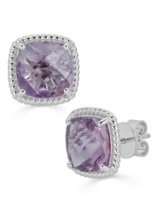 Green Amethyst Cushion Stud Earrings (6 ct. t.w.) in Sterling Silver (Also in Mystic Topaz and Pink Amethyst) - Pink Amethyst