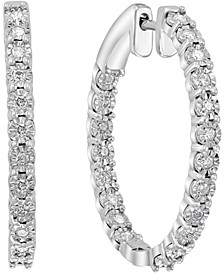 EFFY® Diamond In & Out Small Hoop Earrings (3/8 ct. t.w.) in Sterling Silver, 1"