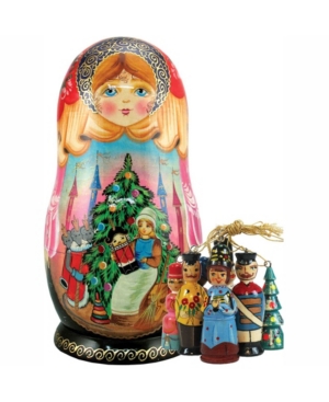 G.debrekht Kids'  Nutcracker Ornament Russian Matryoshka Nested Doll Scenic Ornament In Multi