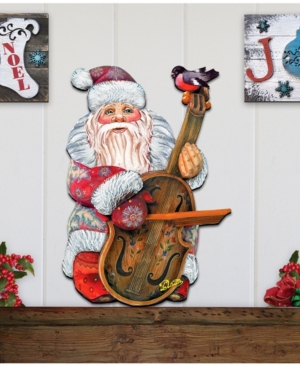 Designocracy Violin Santa Wooden Decor In Multi