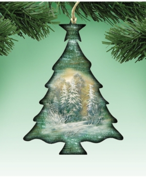 Designocracy Woodsy Christmas Tree Wooden Ornament Set of 2