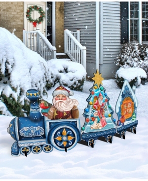 Designocracy Santa Holiday Express Wooden Outdoor Decoration In Multi