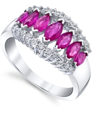 image of Ruby (1-3/4 ct. t.w.) & Diamond (1/3 ct. t.w) Statement Ring in 14k White Gold
