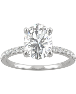 image of Charles & Colvard Moissanite Oval-Cut Engagement Ring (2-1/3 ct. t.w. Dew) in 14k White Gold