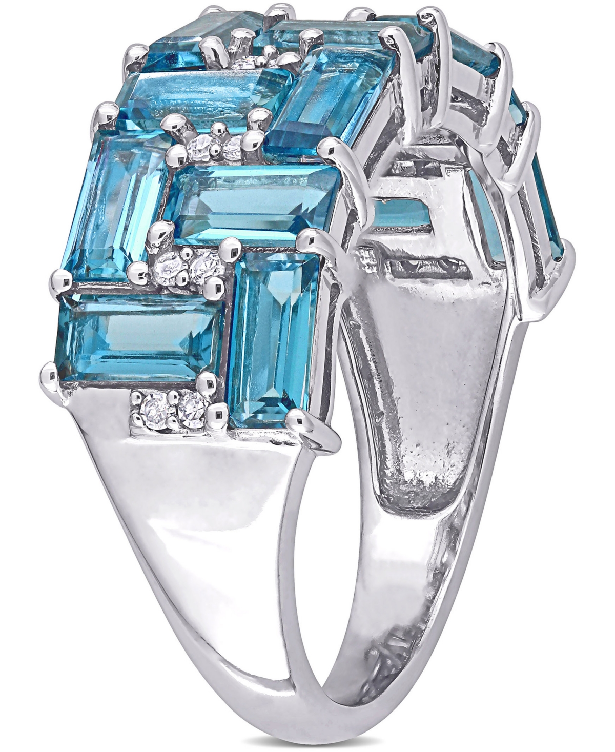 (3-5/8 ct. t.w.) & Diamond (1/10 ct. t.w.) Cluster Ring in 10k White Gold - Blue Topaz