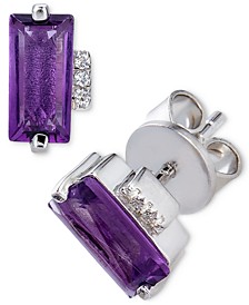 Amethyst (2 ct. t.w.) & White Topaz Accent Stud Earrings in Sterling Silver (Also Available in Sky Blue Topaz)
