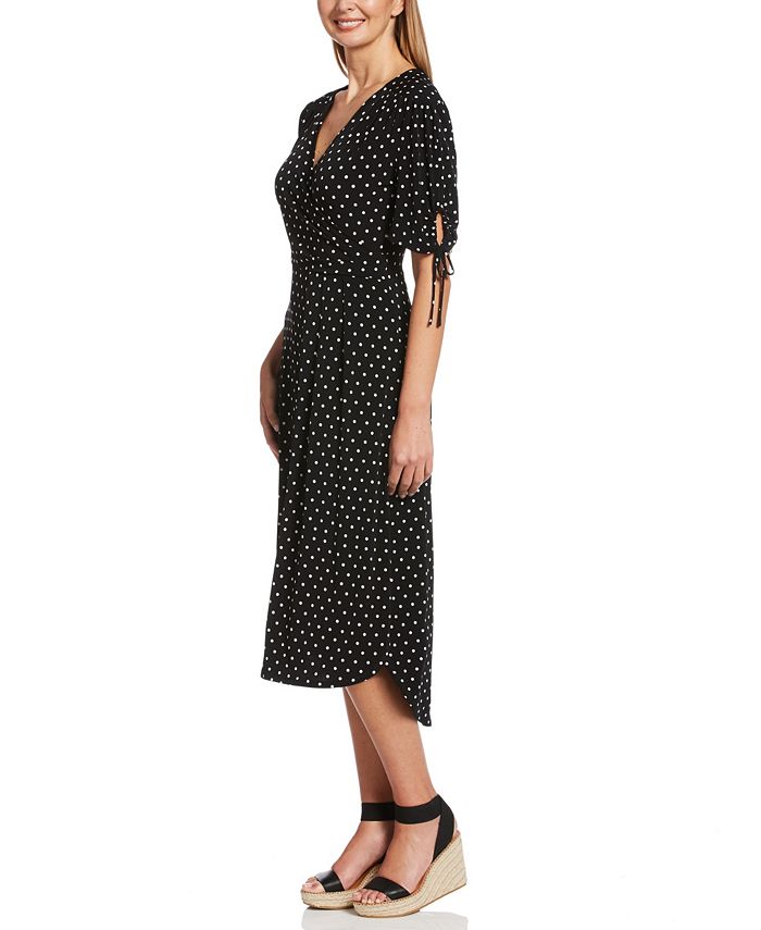 Rafaella Polkadot Dot Print Short Tie Sleeve Hi-Low Midi Dress - Macy's