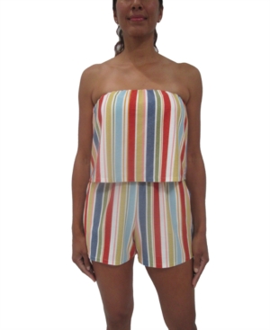 image of Be Bop Juniors- Popover Striped Romper