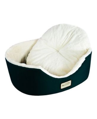 Cat Bed Oval Pet Cuddle House in Laurel Green/Ivory