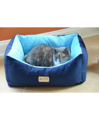 Cat Bed, Small Pet Bed, Navy Blue/Sky Blue, C09HSL/TL - Extra Thick Poly Fill, Waterproof Lining, Skid-Free Base