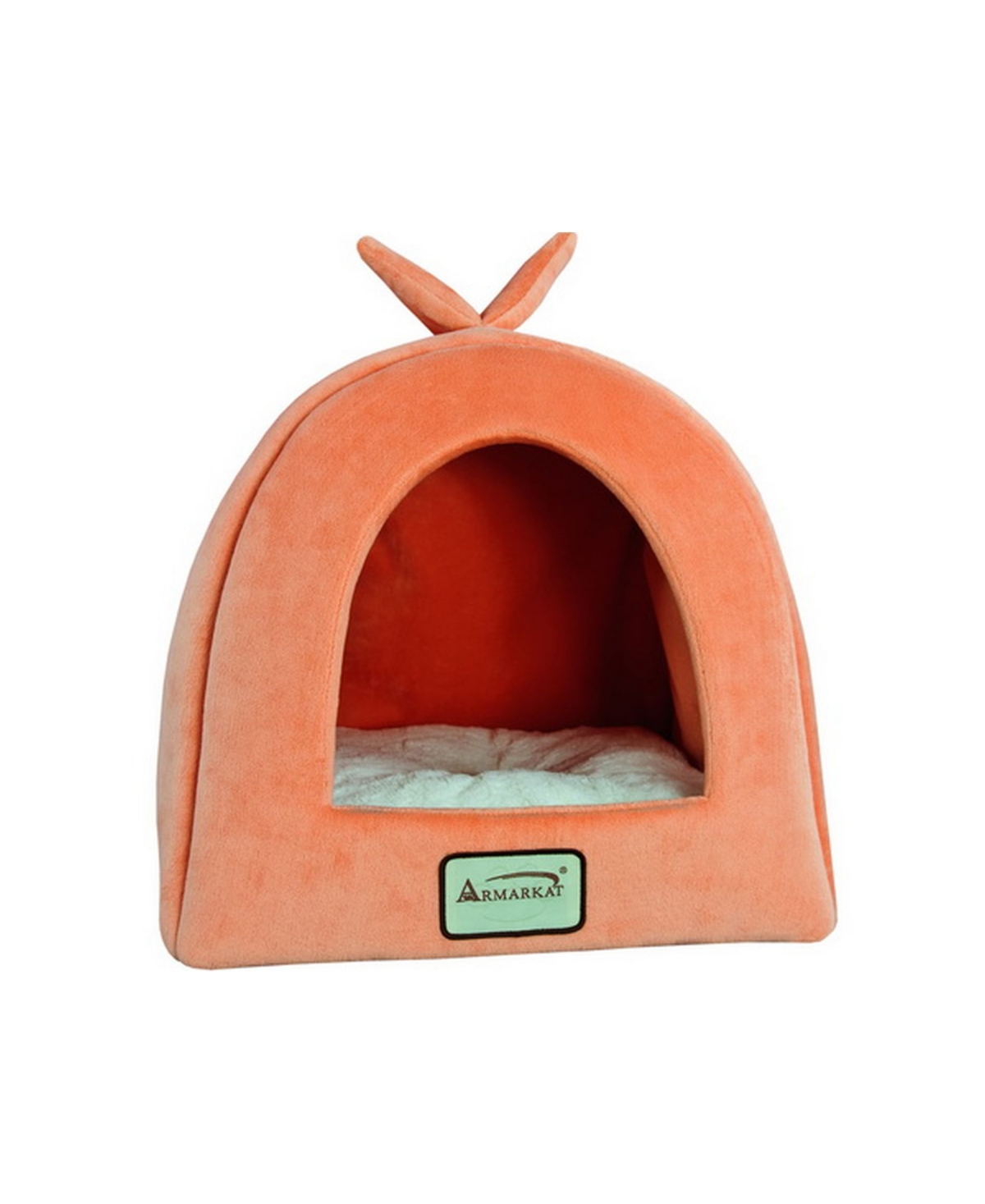 Cat Bed Cave Shape, Orange/Ivory, C10HCS/Mb - Silky Soft Plush and Luxurious Velvet - Orange  ivory