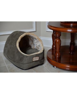 Faux Suede Cozy Enclosed Cave Cat Kitten Sleeping Bed, 18"(L) X 12.5"(W) X 11.5"(H), C18HML/MH, Laurel Green