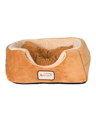 2-In-1 Cat Bed Cave Shape And Cuddle Pet Bed, Brown/Beige - Waterproof Base, Soft Velvet Covering