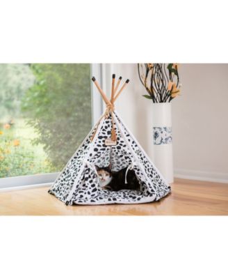 Pet Tent/Teepee Style Cat Bed C46 with Durable Fabric - White/Black