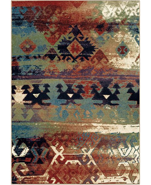 Edgewater Living Jackson Square Elk River Multi Red 5 3 X 7 6 Area Rug Reviews Rugs Macy S