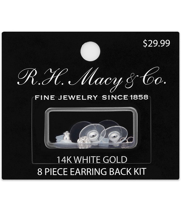 DRS - 8-Pc. Set Earring Backs in White Plastic & 14k White Gold