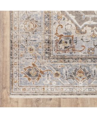 Maharaja 1803X Gray and Blue 2'3" x 7'6" Runner Rug