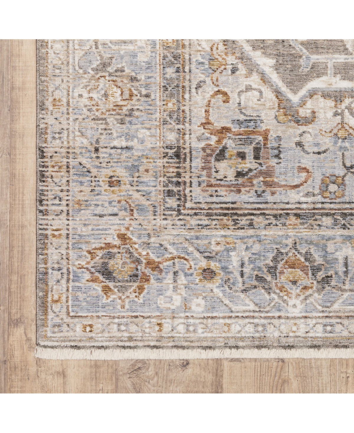 Jhb Design Maharaja 1803x Gray And Blue 2'3" X 7'6" Runner Rug In Gray,blue
