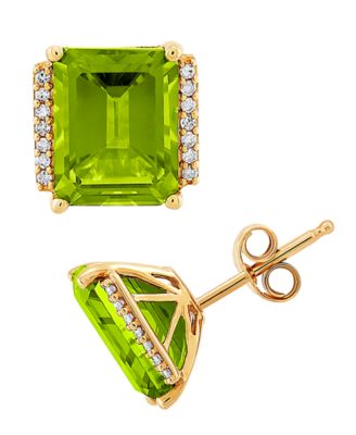 Gemstone and Diamond Accent Stud Earrings in 14k Gold  