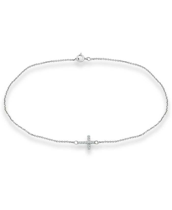 Giani Bernini - Cubic Zirconia Cross Ankle Bracelet in Sterling Silver