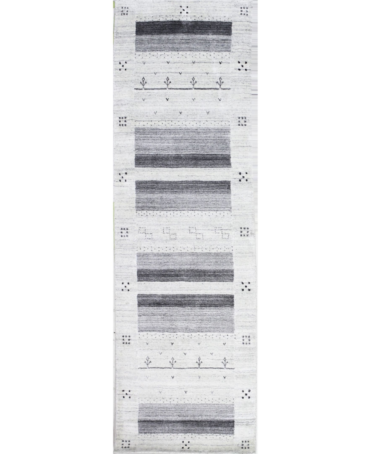 Bb Rugs Land Lnd-02 Ivory, Gray 2'6in x 8' Runner Rug - Ivory/grey