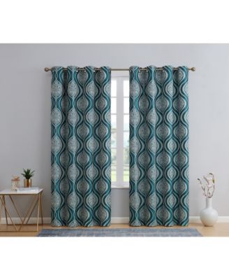 Montero Damask 100 Complete Blackout Shading Thermal Insulated Energy Efficient Heat Cold Blocking Grommet Heavy Curtain Drapery Panels For Liv