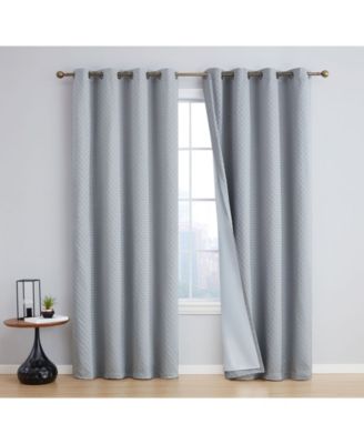 Siena Pattern 100% Complete Blackout Thermal Insulated Double Layer Window Curtain Grommet Panels - Energy Savings & Soundproof, Set of 2