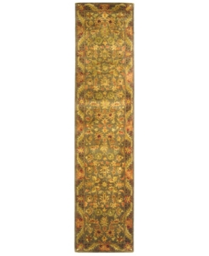 Safavieh Antiquity At52 Green And Gold 2'3" X 12' Runner Area Rug