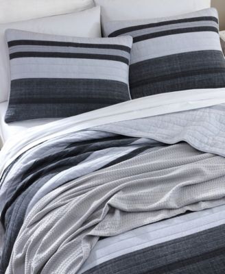 Ardmoore Grey Cotton Reversible 3-Piece Quilt Set, Full/Queen