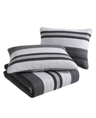 Ardmoore Grey Cotton Reversible Quilt Set