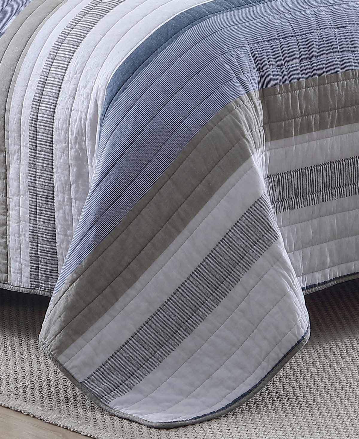 Nautica Galewood Beige Cotton Reversible 3-Piece Quilt Set