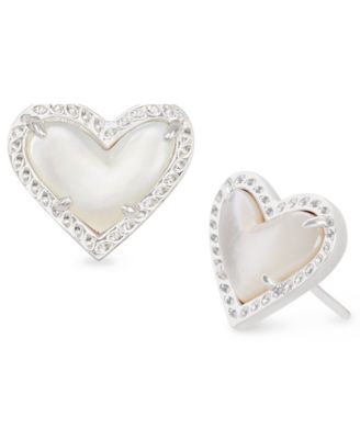 Stone Heart Stud Earrings