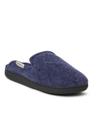 image of Dearfoams Women-s Erin Chenille Extended Tab Emblem Scuff Slippers