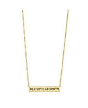 image of Unwritten Gold Flash Plated New York City Coordinates Bar Pendant, 16