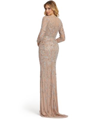 MAC DUGGAL Long-Sleeve Embellished Sequin Gown - Macy's