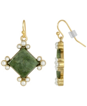 image of 2028 Gold-Tone Semi Precious Aventurine Drop Earrings